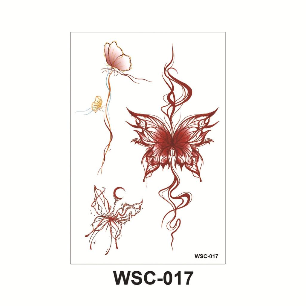 WSC Waterproof Non-Reflective Flower & Butterfly Tattoo Sticker