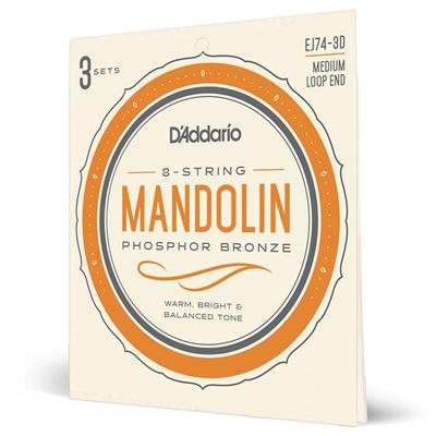 Mandolin Strings Phosphor Bronze Medium 3set Pack D'Addario .011-.040 EJ74-3D []