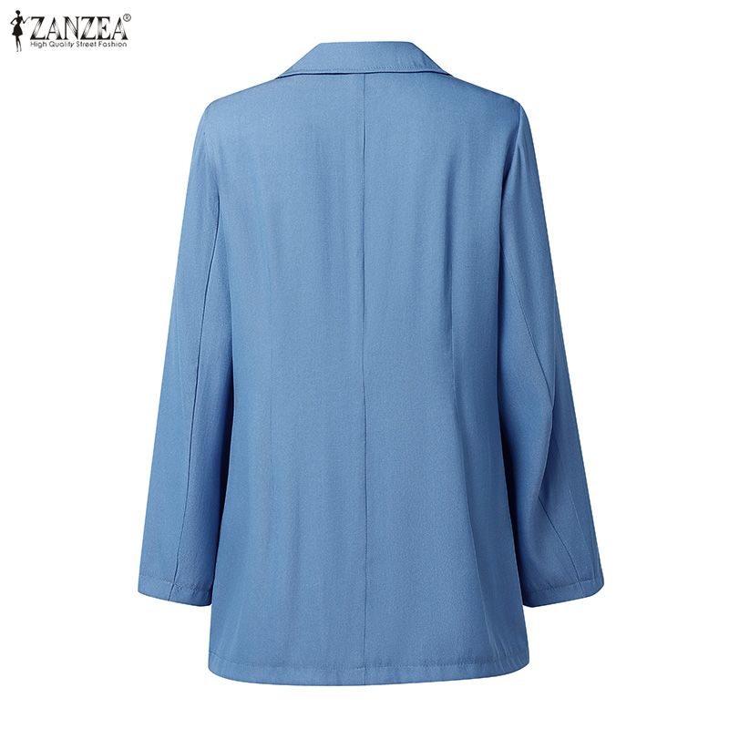 ZANZEA Damen Lässig Umlegekragen Locker Langarm Strickjacke Bluse