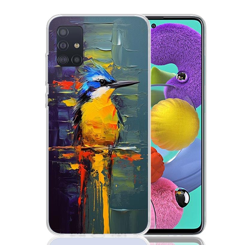 Animal Oil Painting Bird Phone Case For Samsung Galaxy A52 A32 A22 A12 A02S A50S A30S A51 A31 AA71 Note 20 Ultra 10 S10 Plus Gal