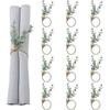 Serviettenringe Set von 12 Bauernhaus Serviettenringe Eukalyptus Serviettenringe Holz Serviettenringe Frühling Rustikal Grünes Blatt Serviettenringe für Thanksgiving Easte