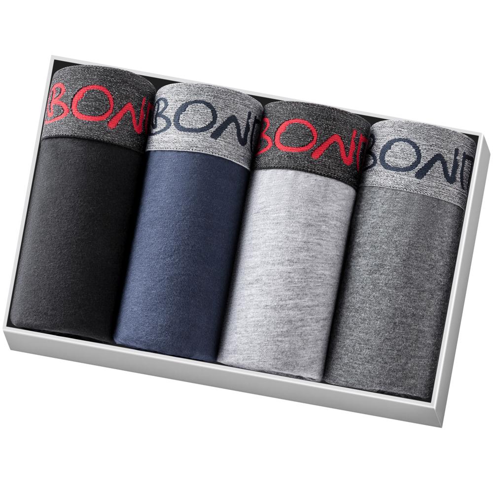 BONITOS 4 stk Ny herre trusepakke Bomullsundertøy for mann Boxershorts Sexy underbukser herre