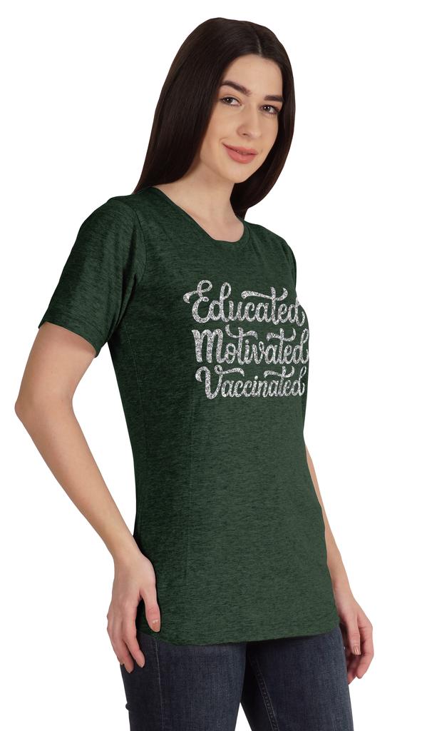 Inkmeso Educated Motivated Vaccinated Funny Pro-Vaccine T-shirt Tops For