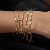 Waterproof Bracelet Trendy 18K PVD Gold Plated Stainless Steel Sparkling Zircon Stackable Chains Bracelet for Women Jewelry Gift