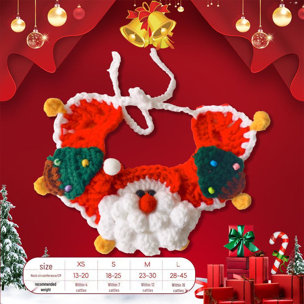Weihnachts-Strickschal für Haustiere & Katzen-Lätzchen-Anhänger
