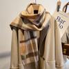 New pure wool plaid scarf British men and women couples winter warm double-sided fringed high-end scarf