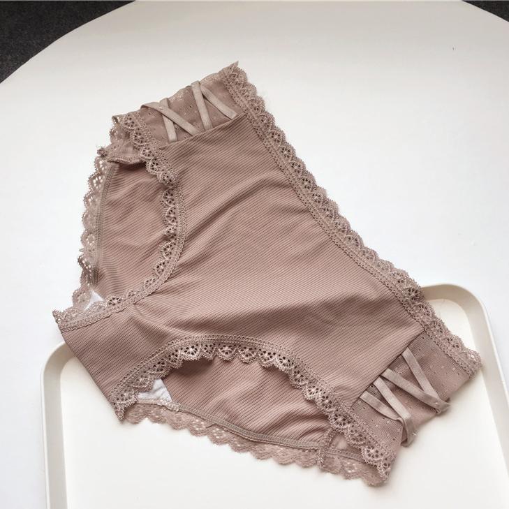 Cute Sexy Ice Silk Lace Edge Low Waist Women's Underwear Elastic Large Ice Silk Women's Underwear
