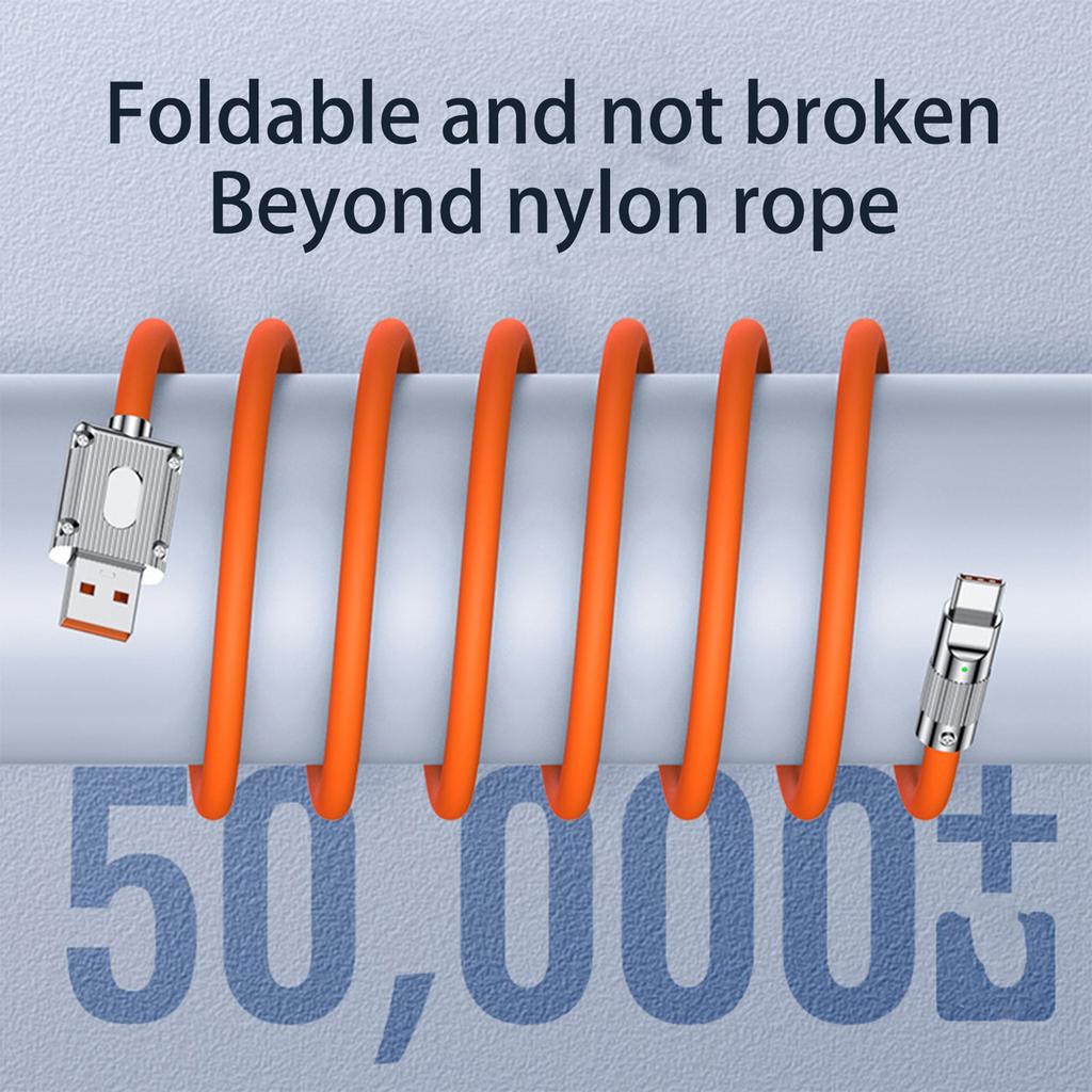 Zinc Alloy 6A Fast Charging TPE Liquid Silicone 120w Phone Charging Cable Data Cable
