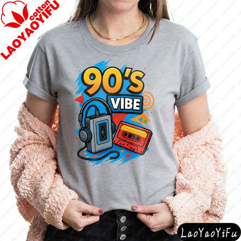 Retro 90s Style TShirt Cassette Tape And Headphones Graphic Printed Shirt Unisex Unisex Fashion Casual Crewneck Cotton Tee Tops