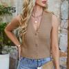 Women's Cropped Sweater Vest V Neck Button Down Crop Top Summer Casual Knit Sleeveless Cardigan for Teens Girls