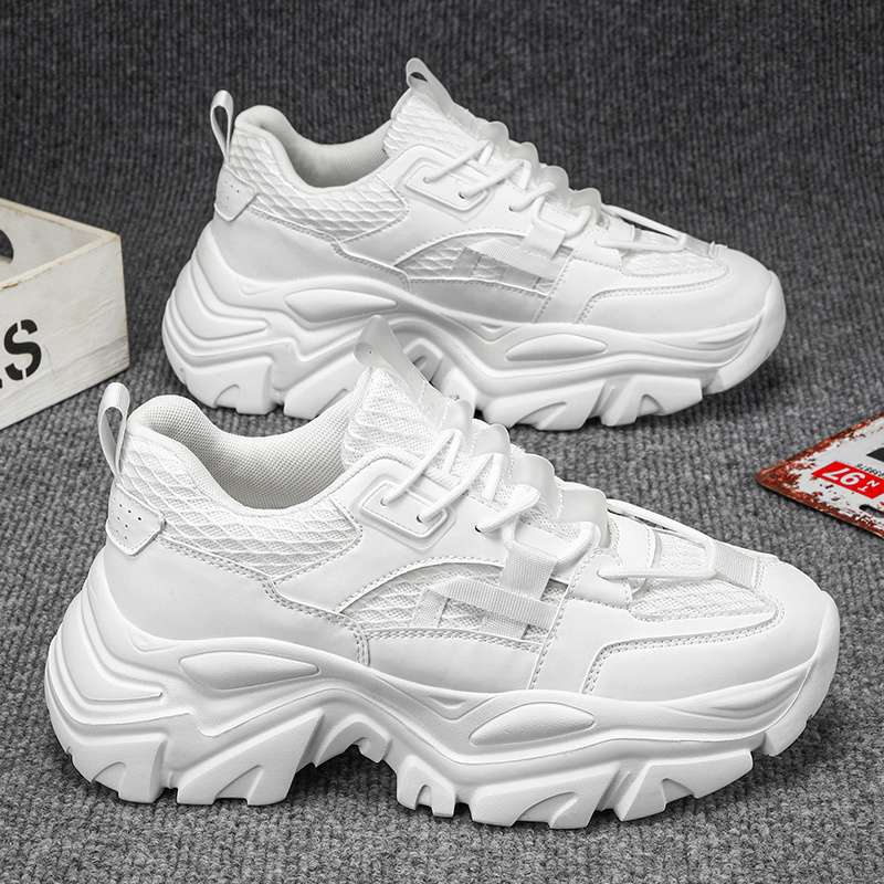 Men's shoes summer breathable mesh trendy versatile dad shoes men's teenagers thick-soled heightening running casual sports shoes