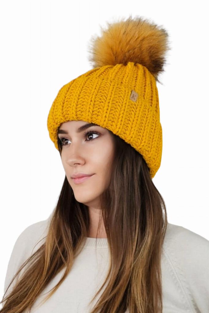 Nerea Winter Hat Thick Weave Mustard Color