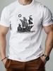 Summer Unisexs 100 Cotton Casual Loose Ship Pattern Printed Comfortable Sports Round Neck Short Sleeve Tshirt Top