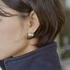 925 silver ball earrings, silver ball ring earrings, plump heart one-touch earrings