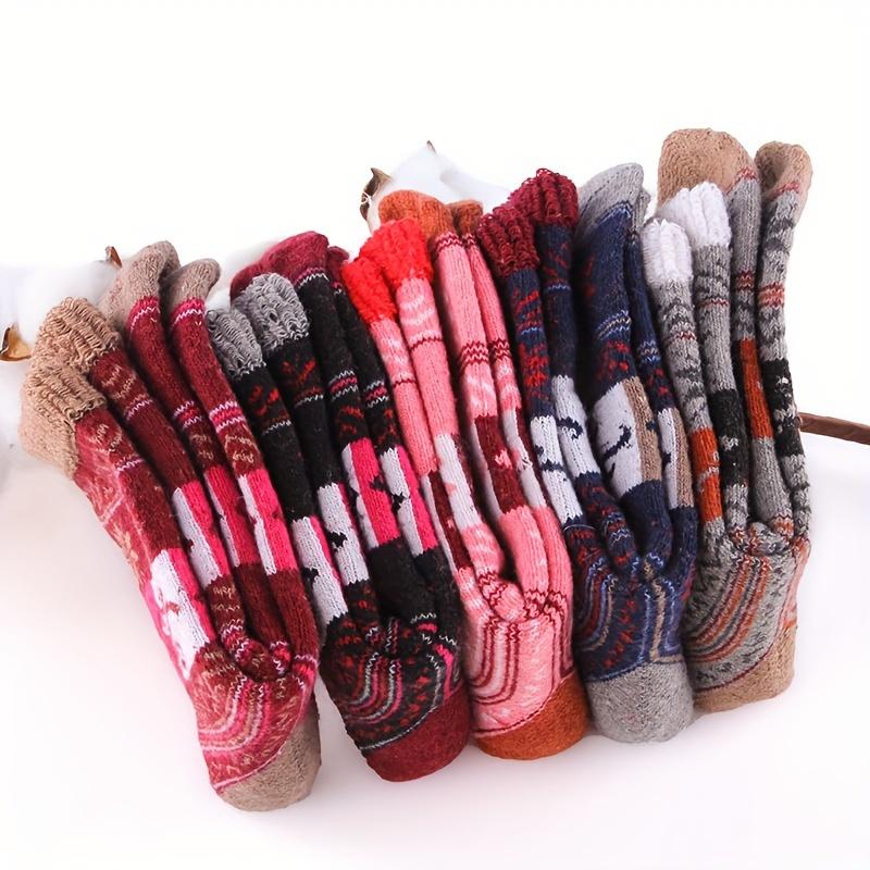 5pcs Cozy Thickened Terry Socks for Women - Warm Mid-Calf Winter Socks, Perfect for Sleep & Floor Comfort