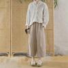 Johnature Women Vintage Shirts Tops Stand Long Sleeve Button Spring Blouses Solid Color Chinese Style Shirts