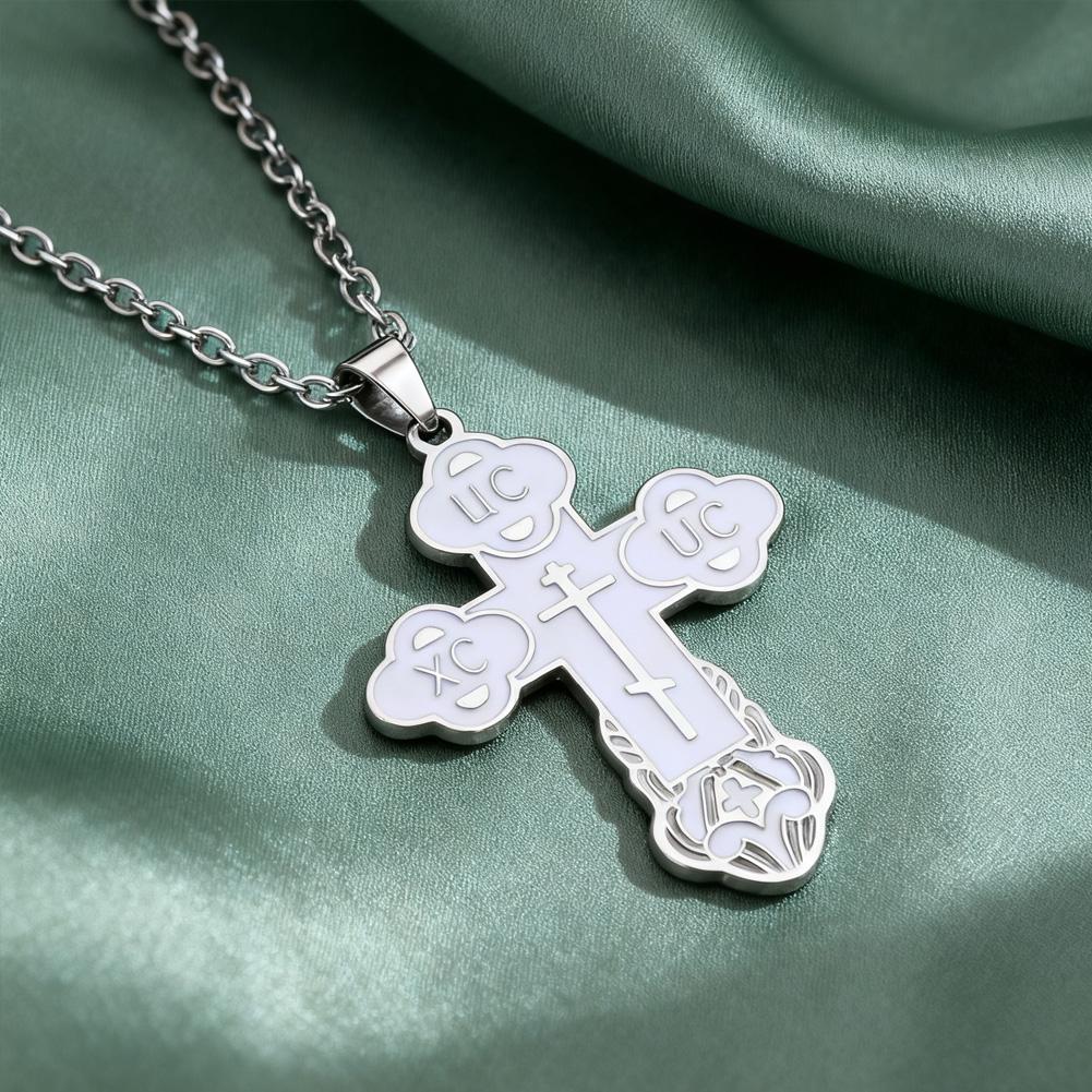 Dawapara Eastern Orthodox Serbian Cross Pendant Necklace Stainless Steel Jewelry Talisman Charm Necklaces