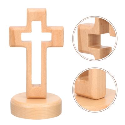 Dinning Table Decor Cross Ornament House Decorations for Home Wooden Craft Baby Number Wedding