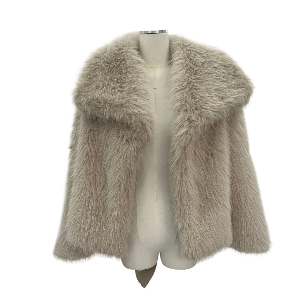 VAYLA Damski Płaszcz Jesienno-Zimowy ze Sztucznego Futra Pluszowy Puszysty Damska Kurtka Nowość Odzież Wierzchnia Biały Czerwony Szary Czarny Mieszanki Wełny Płaszcze