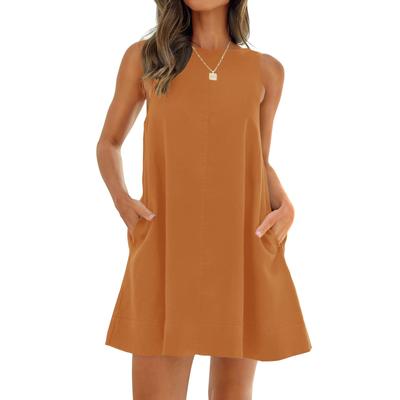 Women's Summer Dresses Casual Women's Round Neck Sundress Loose Flowy Short Tank Dresses