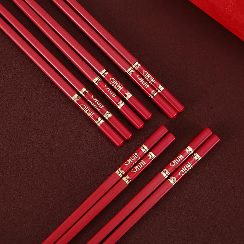 Di Rui En Red Dragon Phoenix Alloy Chopsticks Wedding Set (10 Pairs)