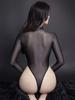 Mesh Ultrathin High Cut Bodysuit Oil Shiny Elastic Tights Sheer See Through Long Sleeve Woman  Allure Leotard Exotic Tops