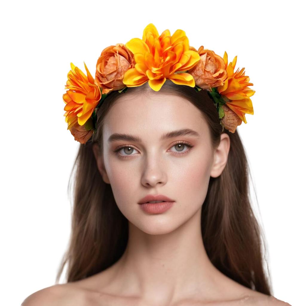 Simulation flower headband bohemian flower wreath headband travel seaside photo party headgear