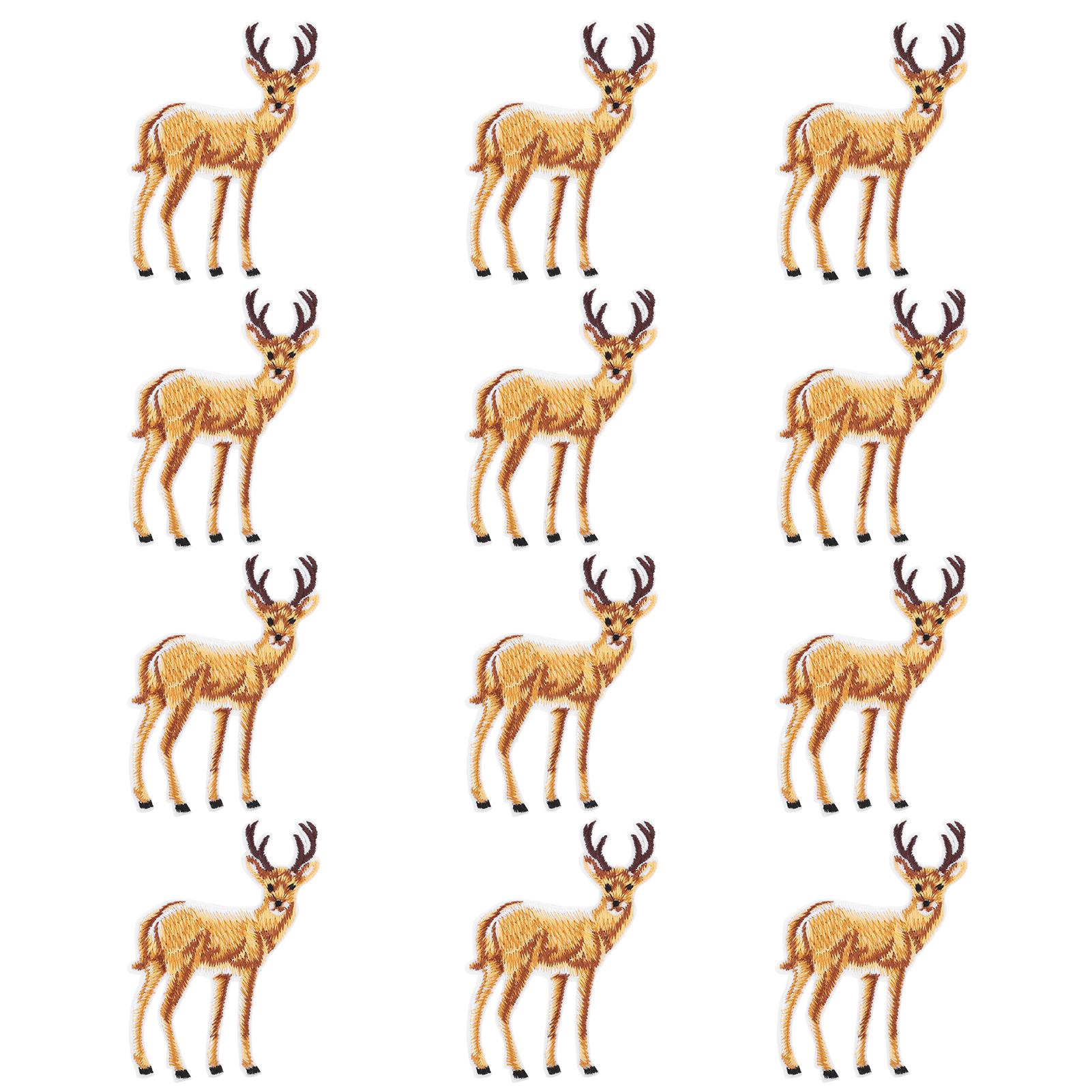 

12Pcs Embroidery Cloth Stickers Deer Iron Motif Applique Patches Clothes Bag Accessories