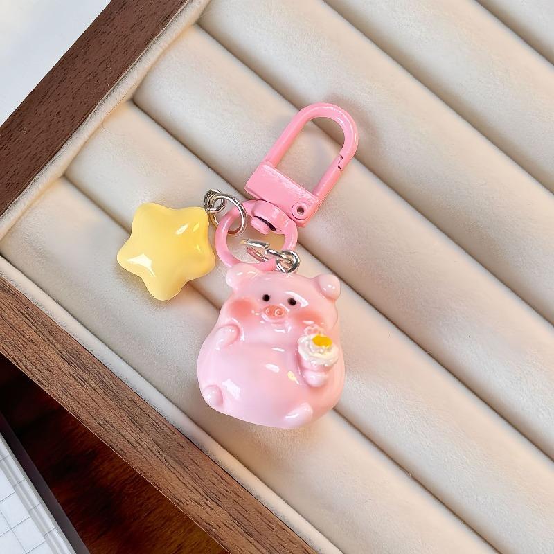 Cartoon Cute Star-shaped Little Pig Keychain Pendant For School Bags As Creative Gifts D