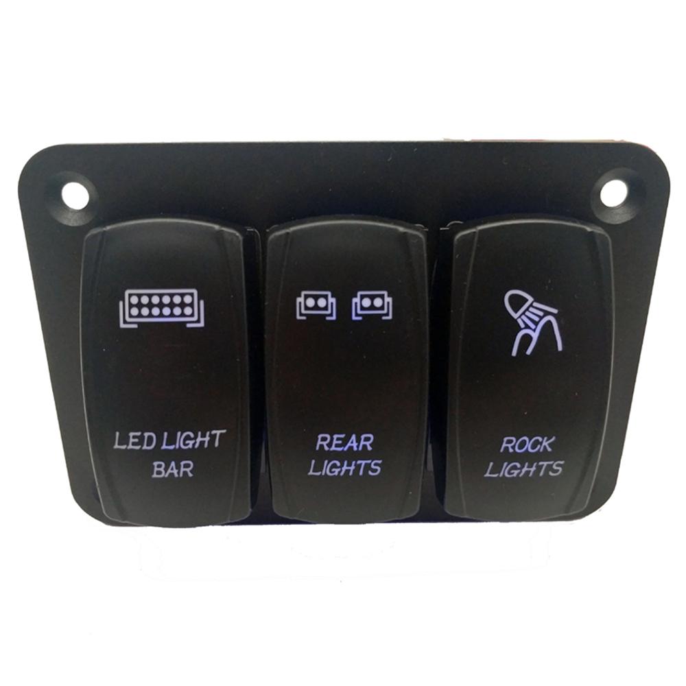 New 12V/24V 3 Gang Toggle Rocker Switch Panel Blue LED Light for Car Marine Boat