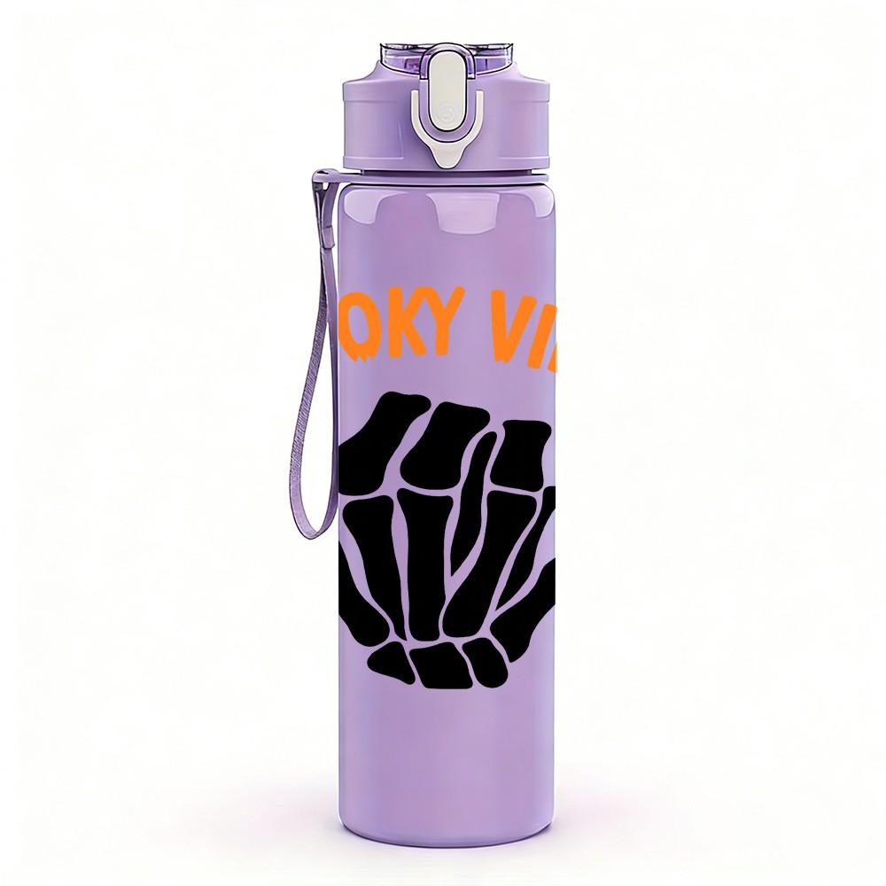 1PC Spooky Vibes Skeleton Hand 750ml Color Plastic Sports Water Bottle Leakproof Flip Straw Lid Suitable for Sports Office Home Use