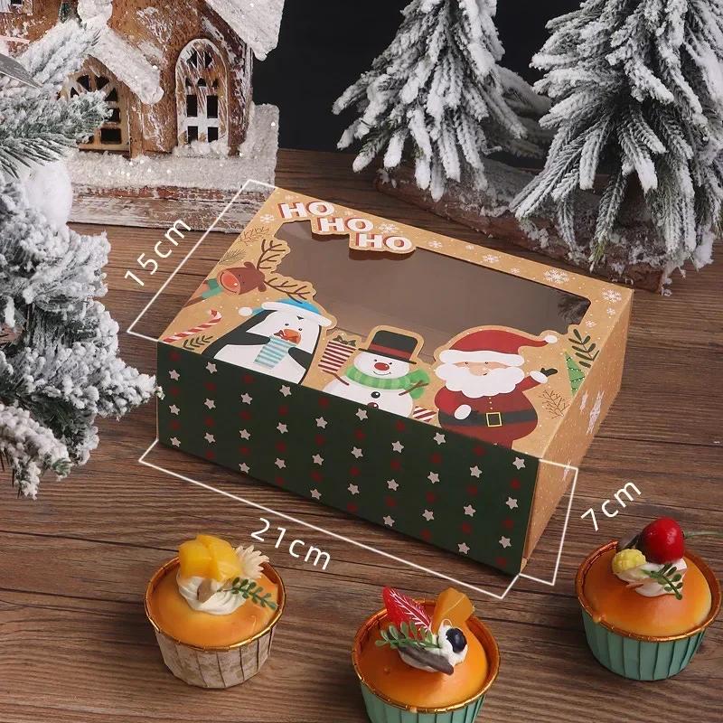 5/10/20 Stück Weihnachts-Süßigkeitenbox PVC-Fenster Keksbox Lebkuchenbox Navidad Natal Noel Frohe Weihnachten Dekoration für das Neue Jahr 2025