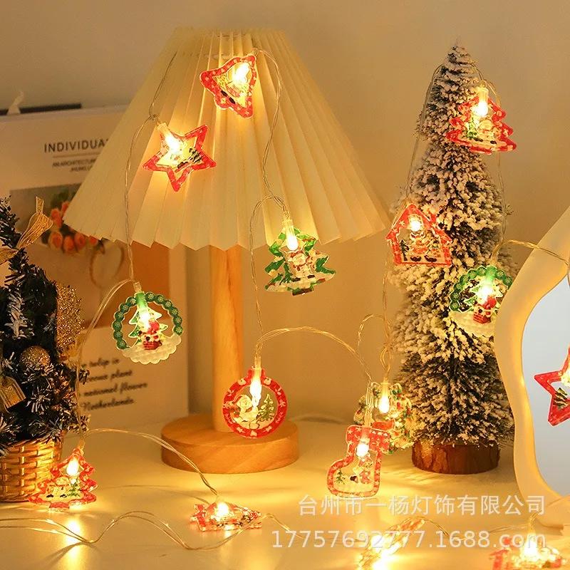 1.5m 10Led Christmas Light String Xmas Elk Santa Claus Xmas Tree Hanging Ornaments Merry Christmas Decor Happy New Year 2025