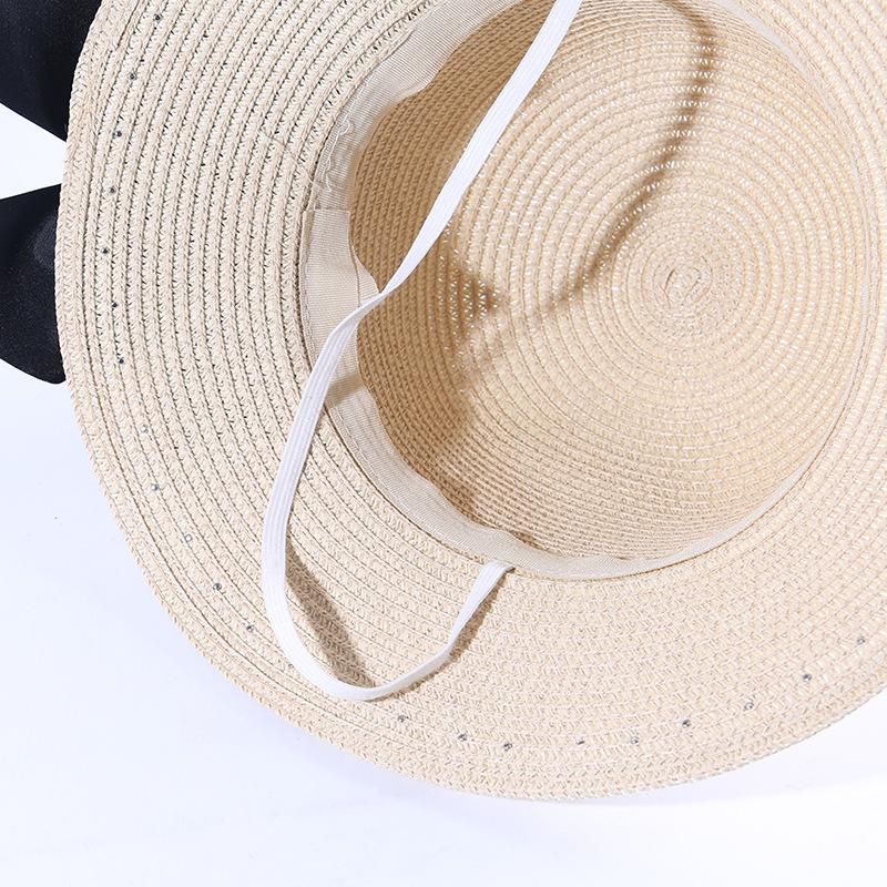Nuevo Sombrero de Sol de Verano para Mujer Protección UV Paja Perla Moderno Vacaciones en la Playa Protección Solar Casual