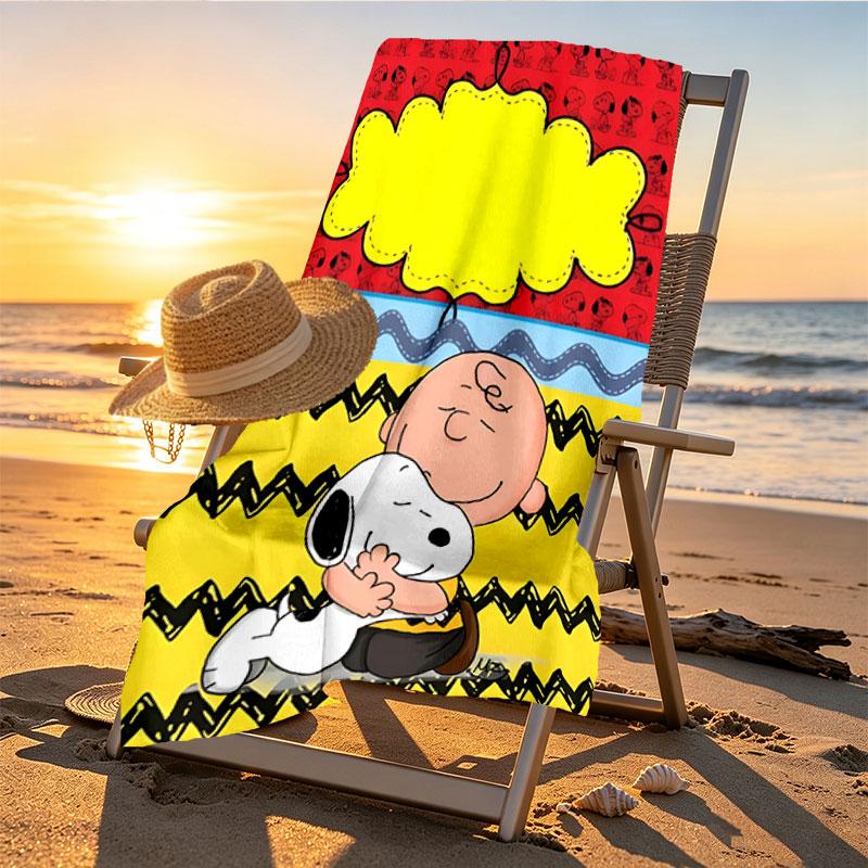 Snoopy Print Beach Towel Design, Soft, Lightweight. for Home Bathroom, Spa, Pool, Yoga, Surfing, Camping, Gift for Family, Friend