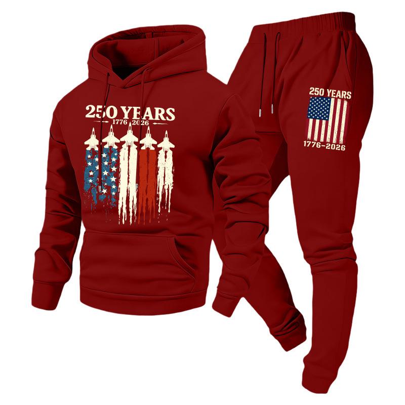Trendy Fashion Unisex Casual Hooded Plus Velvet Sweatshirt Sportswear Set