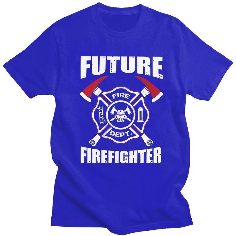 Custom Future Firefighter Tshirts for Men Short Sleeves Casual T Shirt Fire Rescue Fireman Tshirts Slim Fit Pure Cotton Tees