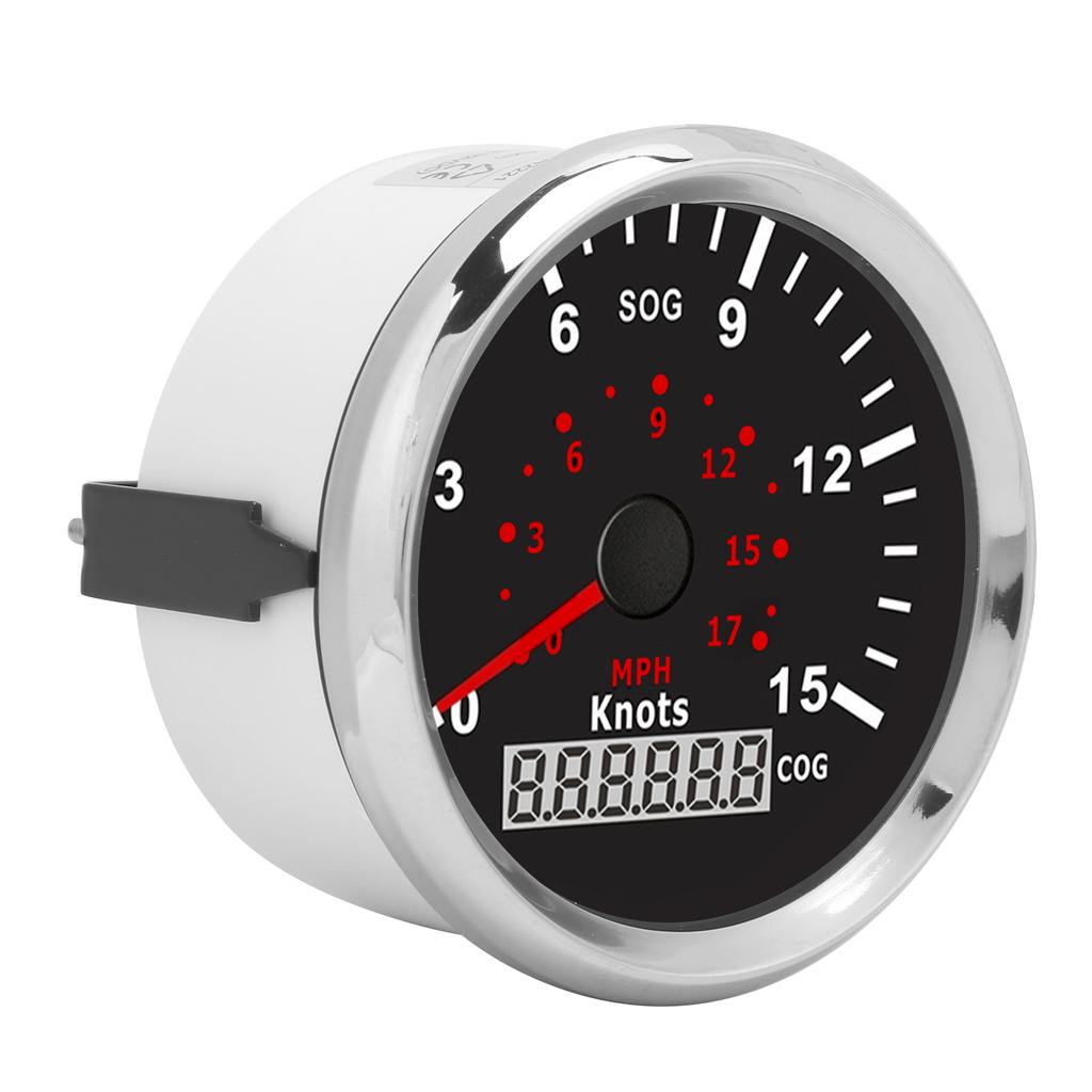 85mm GPS Speedometer 0‑17MPH 15 Knots IP67 Red Backlight LCD Display for 12 24V Cars Boats Yachts RVs