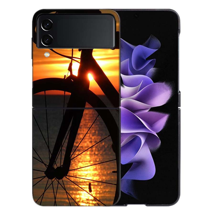 Beautiful Sunset and My Bicycle Phone Case For Samsung Z Flip 6 7 5G Galaxy Z Flip 5 4 3 5G Cases Shockproof Hard Cover TPU
