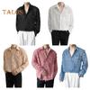 Men Shirt with Breat Pocket And Tassel Decor Turn-down Collar Single-breasted Long Sleeves Solid Color Holiday Christmas Party Club Top