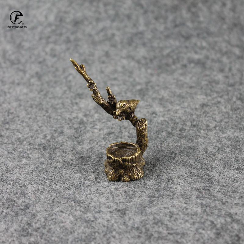 Antique Copper luckly Magpie Plum Tree Branch Ornaments Creative Animal Stump Incense Burner Home Office Desk Decorations gift