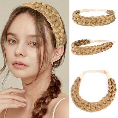 Synthetic Elastic Natural Twist Braids Headbands Design Extension Heat Resistant Natural Wig For Women Daily Cosplay Use