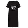 Black and white grid large size women's t-shirt dress, slightly fat in summer mm loose and lazy wind, covering the stomach and showing