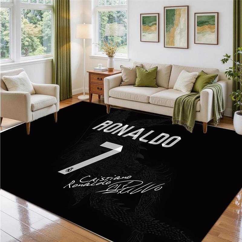 Cristiano Ronaldo Design Crystal Velvet Rug Soft Decorative Mat for Bedroom Entrance