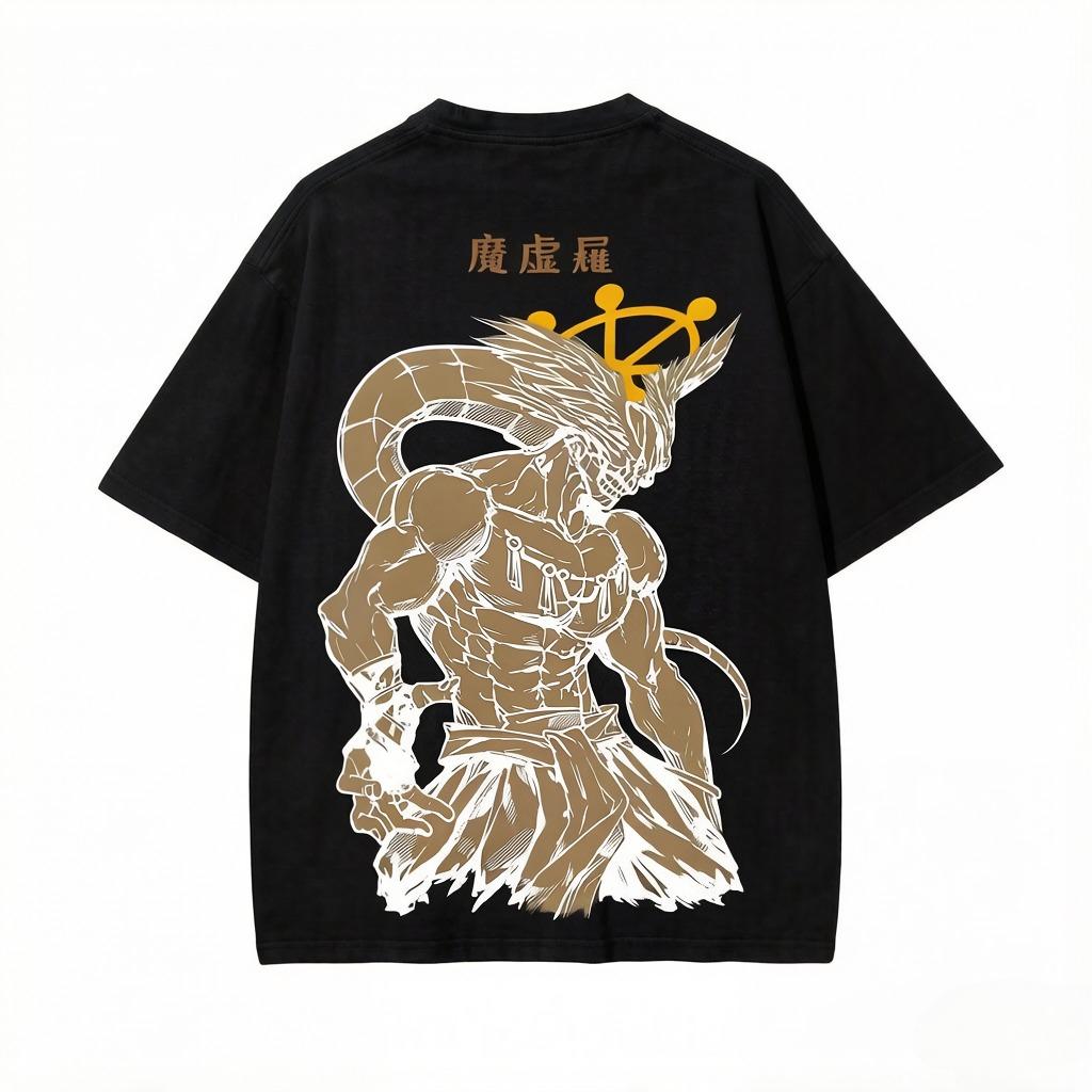 Mahoraga T-shirt Shura Musashi Men's Mahoraga Wheel Animation Pattern Streetwear Shikigami Antique Replica T-shirt