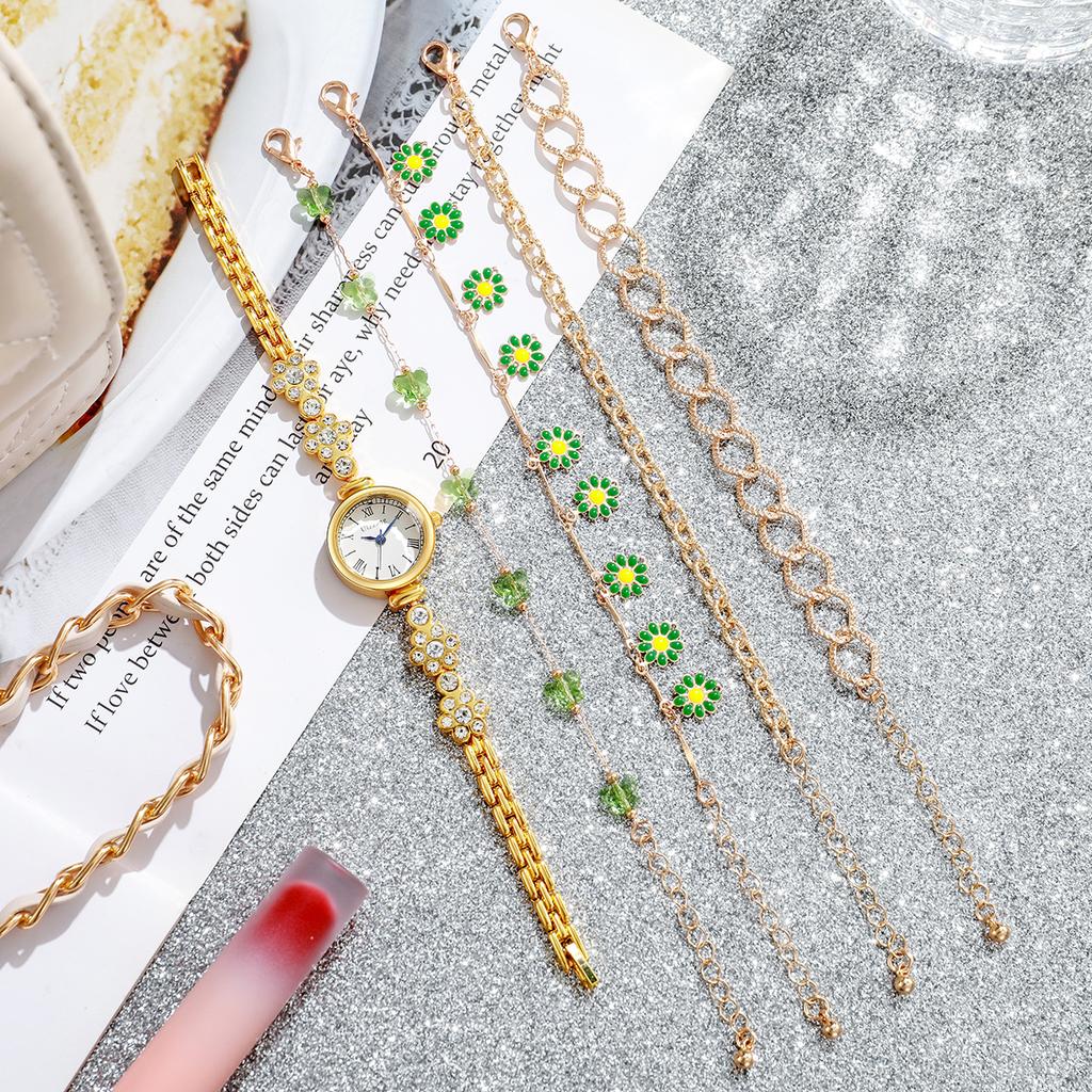 No Gift Box Simple and Fresh Ladies Quartz Watch Quartz Watch and Jewelry Five-piece Set Suitable for Holiday Gifts