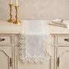 Weißer Spitzen-Tischläufer, Vintage Rustikaler Tischläufer für Hochzeit Brautparty Babyparty Partydekorationen, Bestickter Boho-Spitzen-Tischläufer