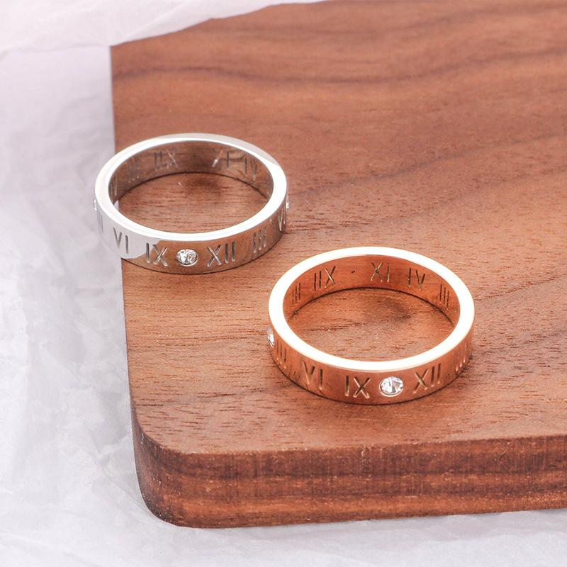 Bague en Argent 925 pour Femmes Bague Chiffres Romains Incolore Bijoux de Mode Ornements Bagues Charmes pour Femmes