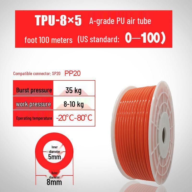 High-Pressure 8MM PU Pneumatic Air Hose for Air Compressors