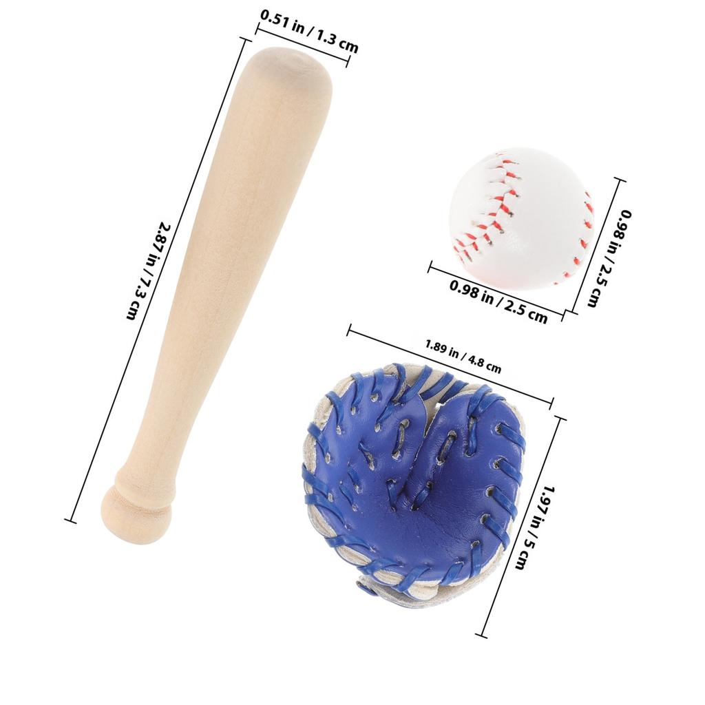 1Set Mini Baseball Set Cute Adorable Decorative Accessories Lightweight Sturdy for Miniature Scenes Birthday Party Teaching